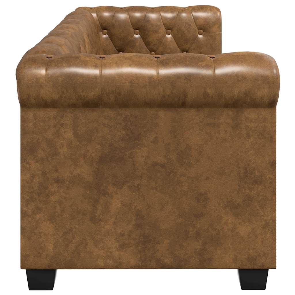 2-personers Chesterfield sofa kunstlæder brun