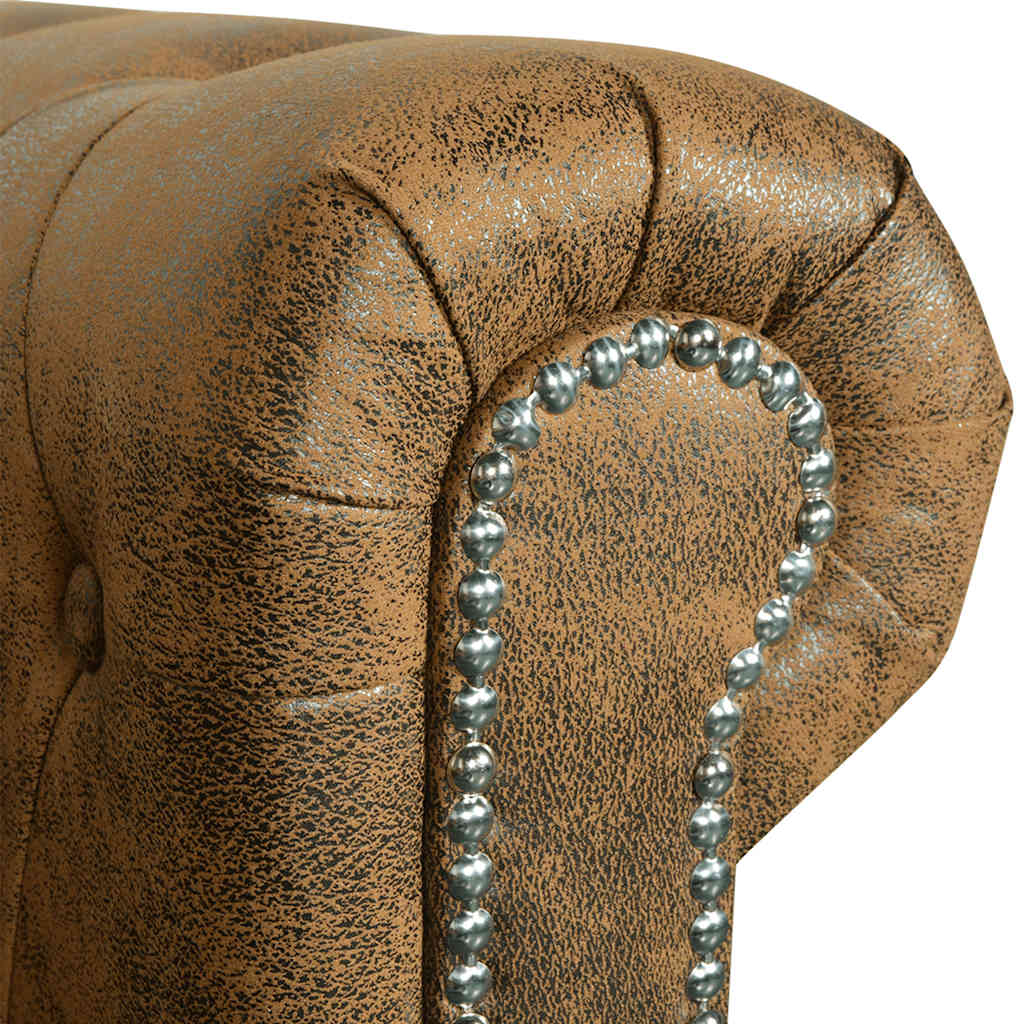 2-personers Chesterfield sofa kunstlæder brun