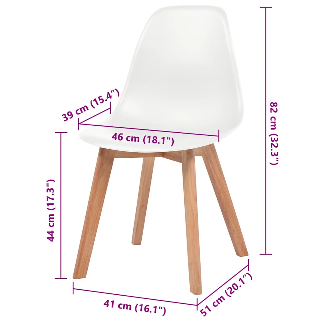 spisebordsstole 6 stk. plastik hvid