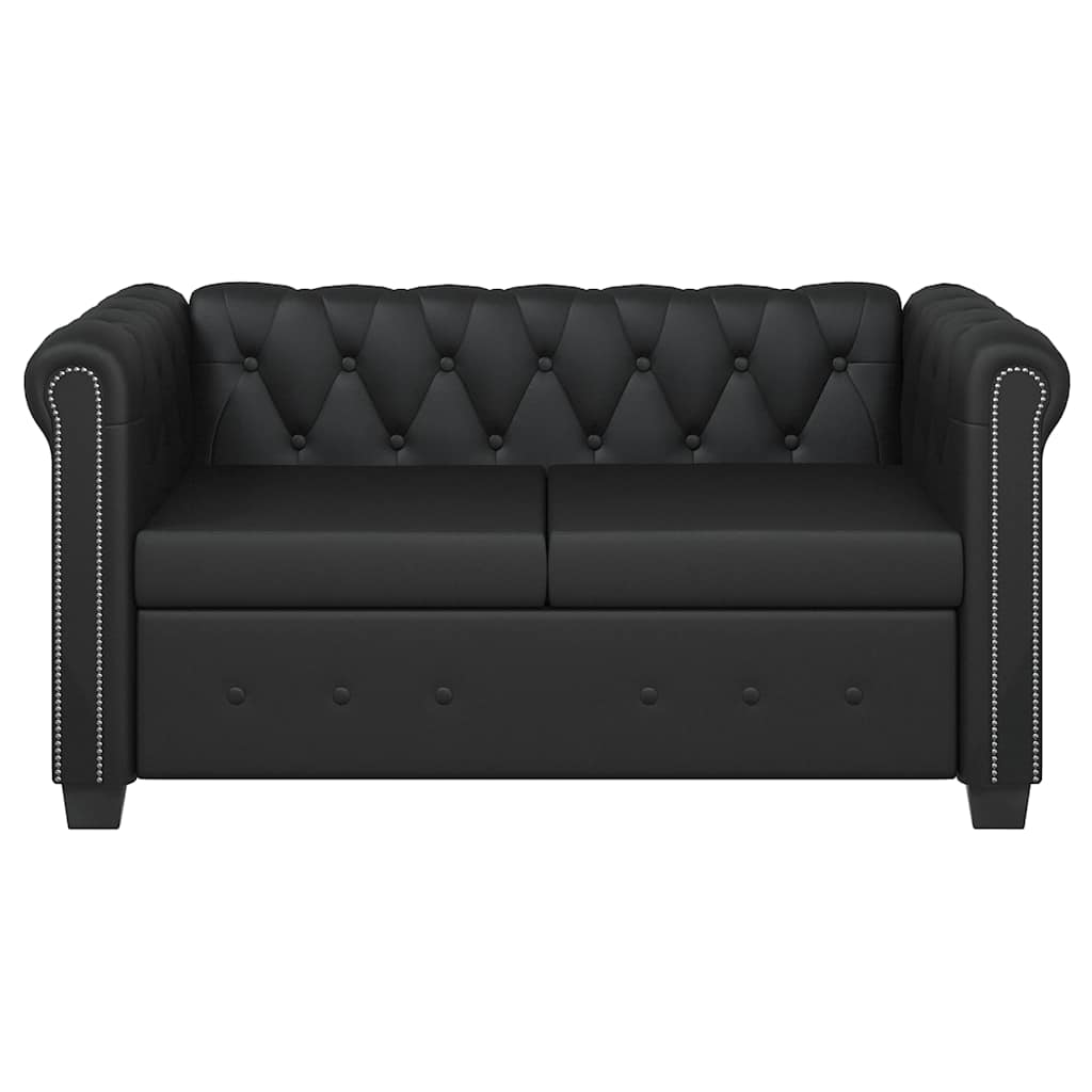 2-personers Chesterfield sofa kunstlæder sort