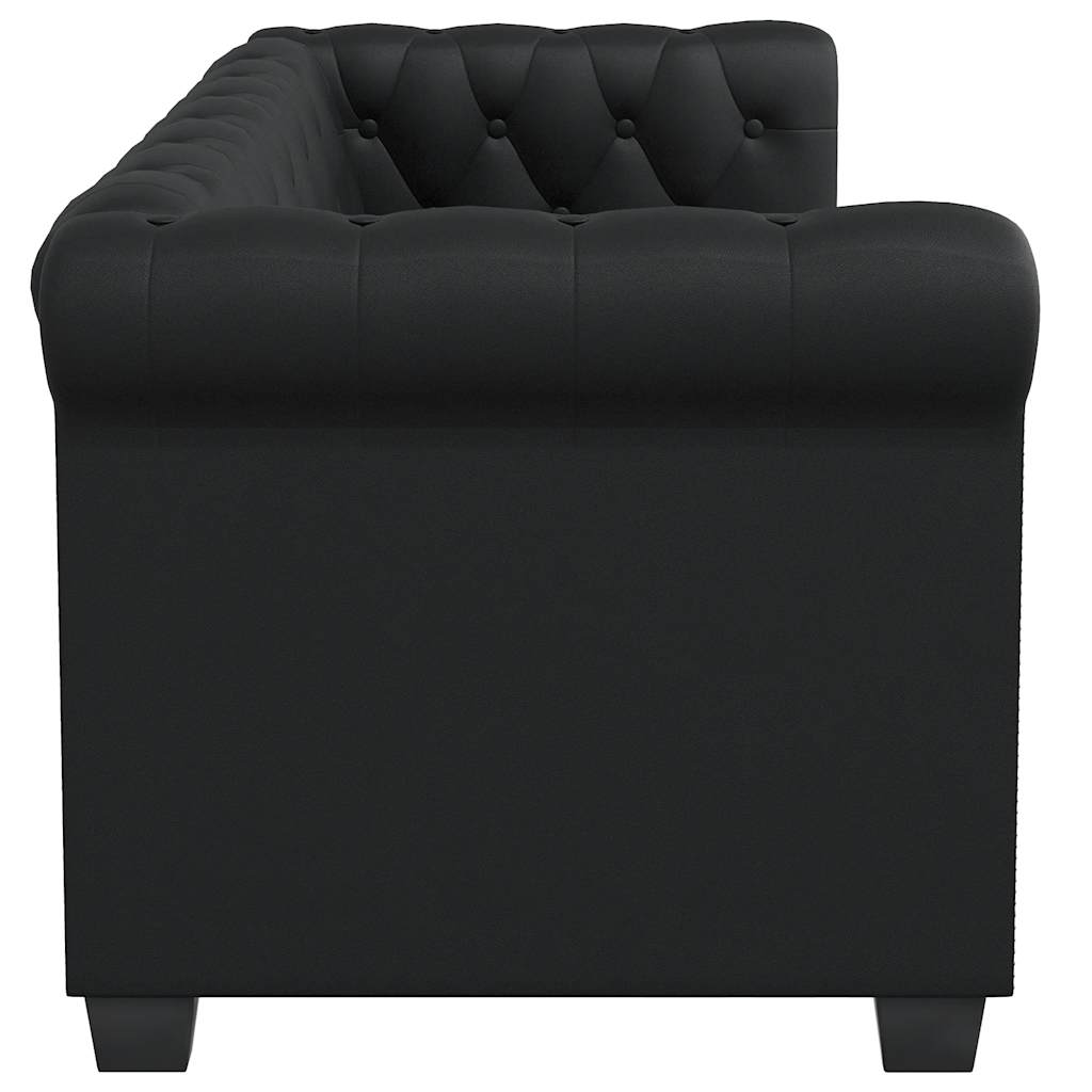 2-personers Chesterfield sofa kunstlæder sort