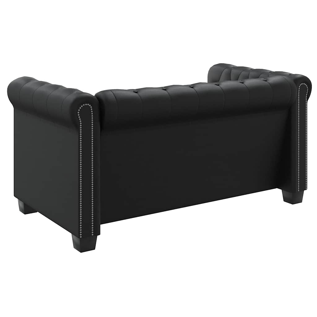 2-personers Chesterfield sofa kunstlæder sort