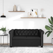 2-personers Chesterfield sofa kunstlæder sort