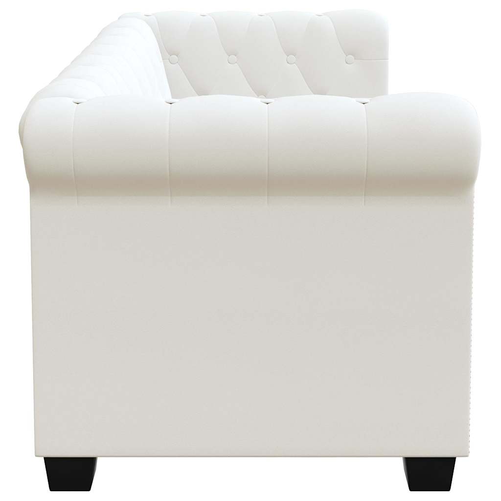 2-personers Chesterfield sofa kunstlæder hvid