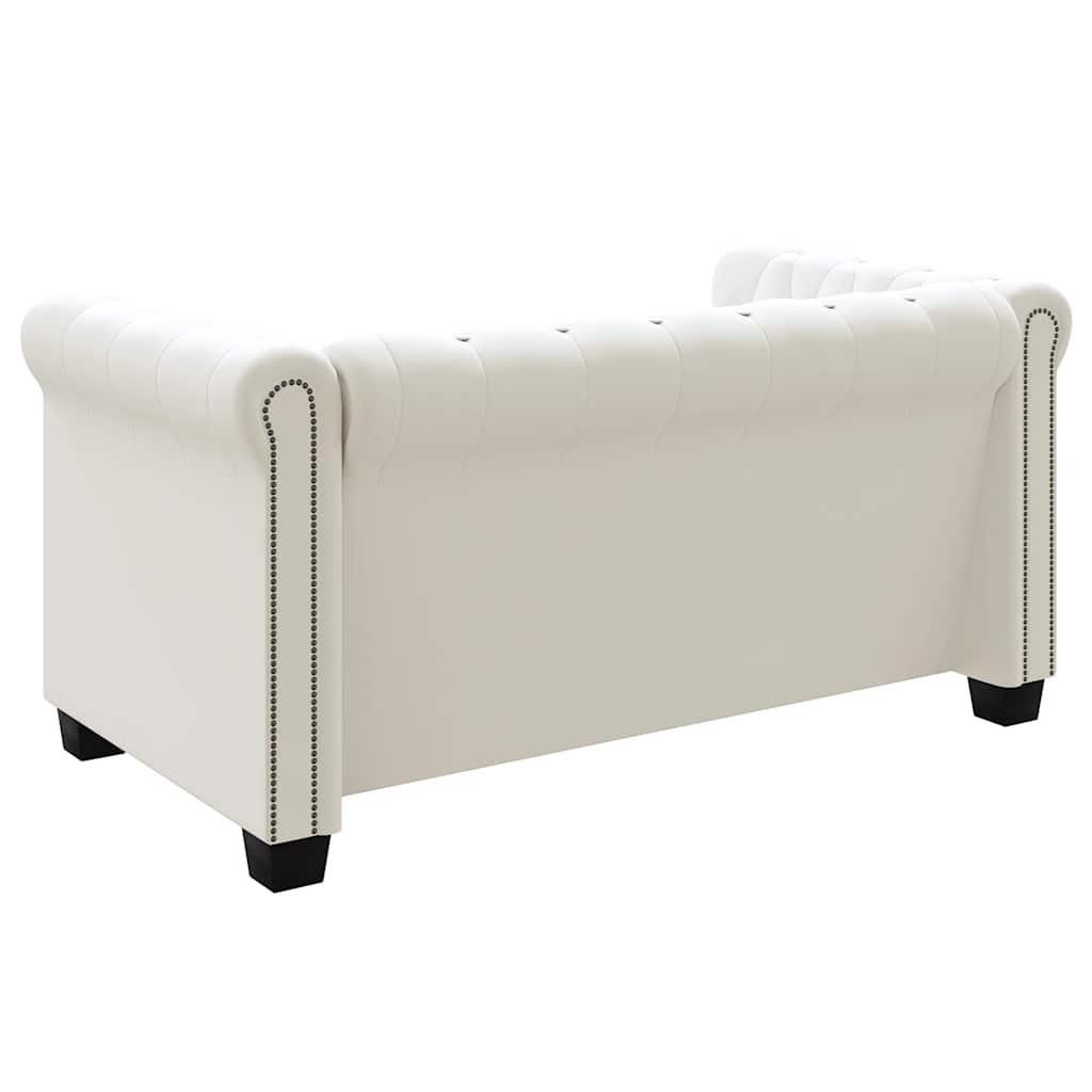 2-personers Chesterfield sofa kunstlæder hvid