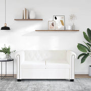 2-personers Chesterfield sofa kunstlæder hvid