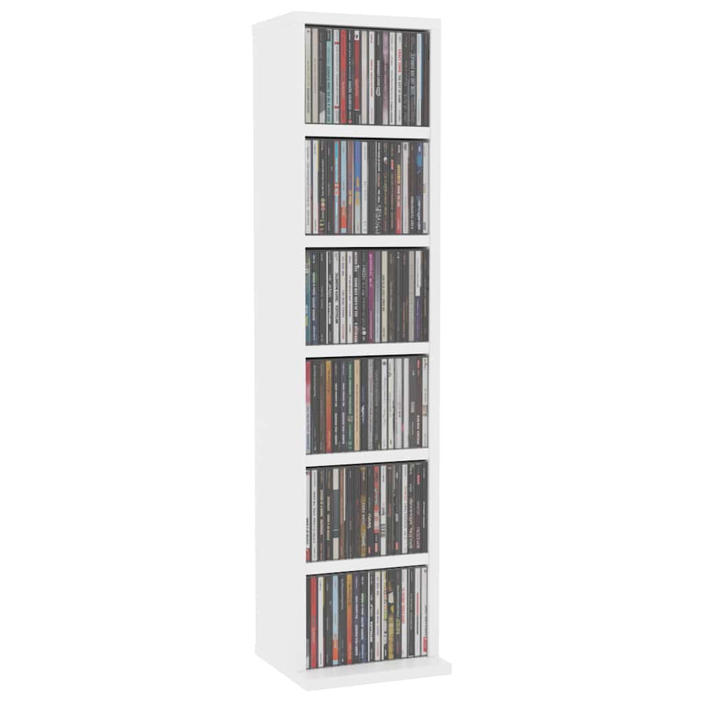 cd-reol 21x20x88 cm konstrueret træ hvid