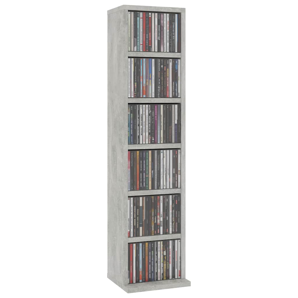 cd-reol 21x20x88 cm konstrueret træ betongrå