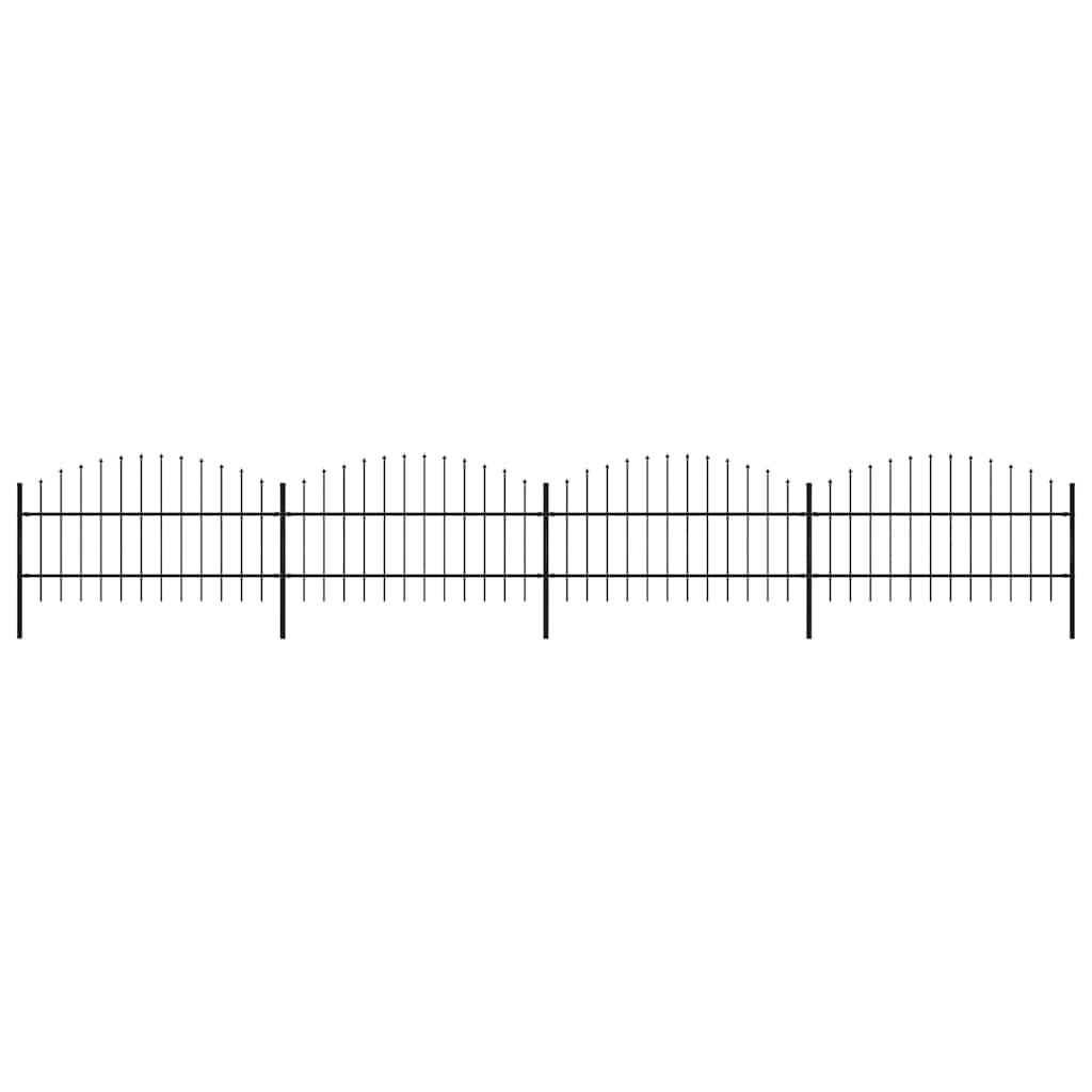 havehegn med spydtop stål 714,5x100 cm sort