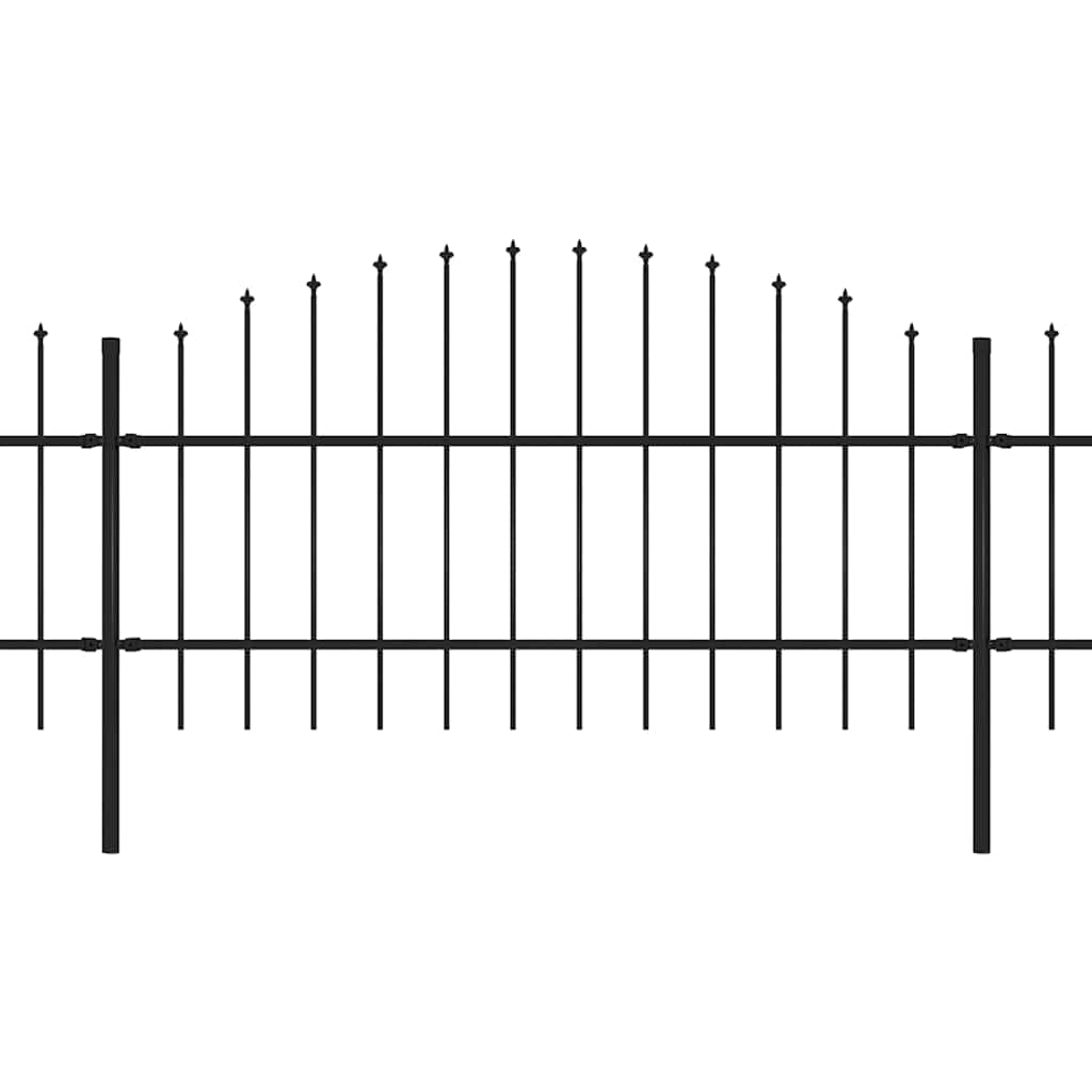 havehegn med spydtop stål 714,5x100 cm sort