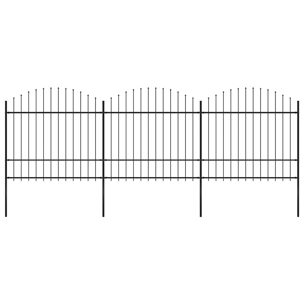 havehegn med spydtop stål 537x175 cm sort