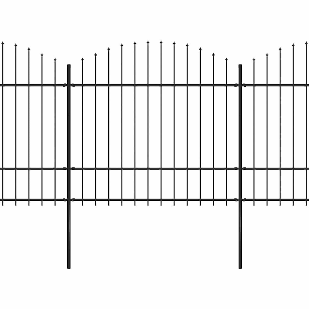 havehegn med spydtop (1,5-1,75) x 15,3 m sort stål