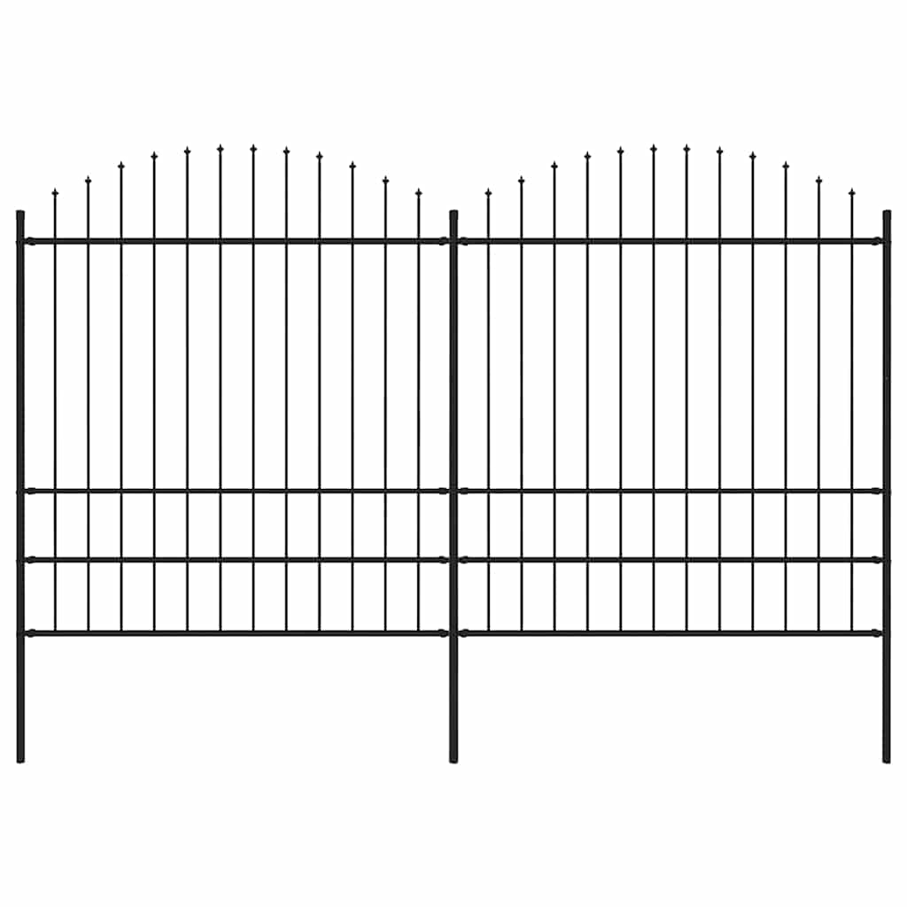 havehegn med spydtop stål 359x200 cm sort