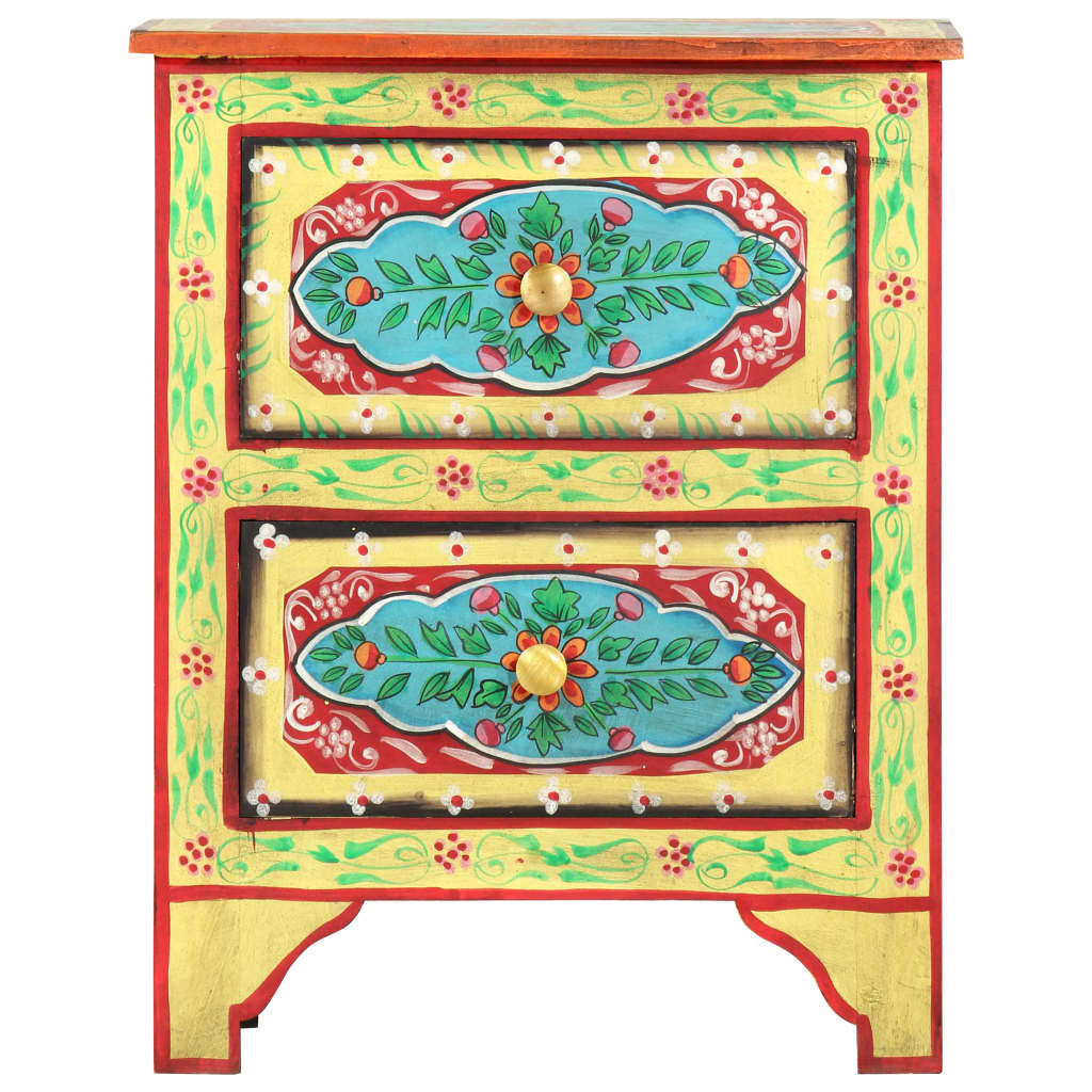 håndmalet sengeskab 40x30x50 cm massivt mangotræ