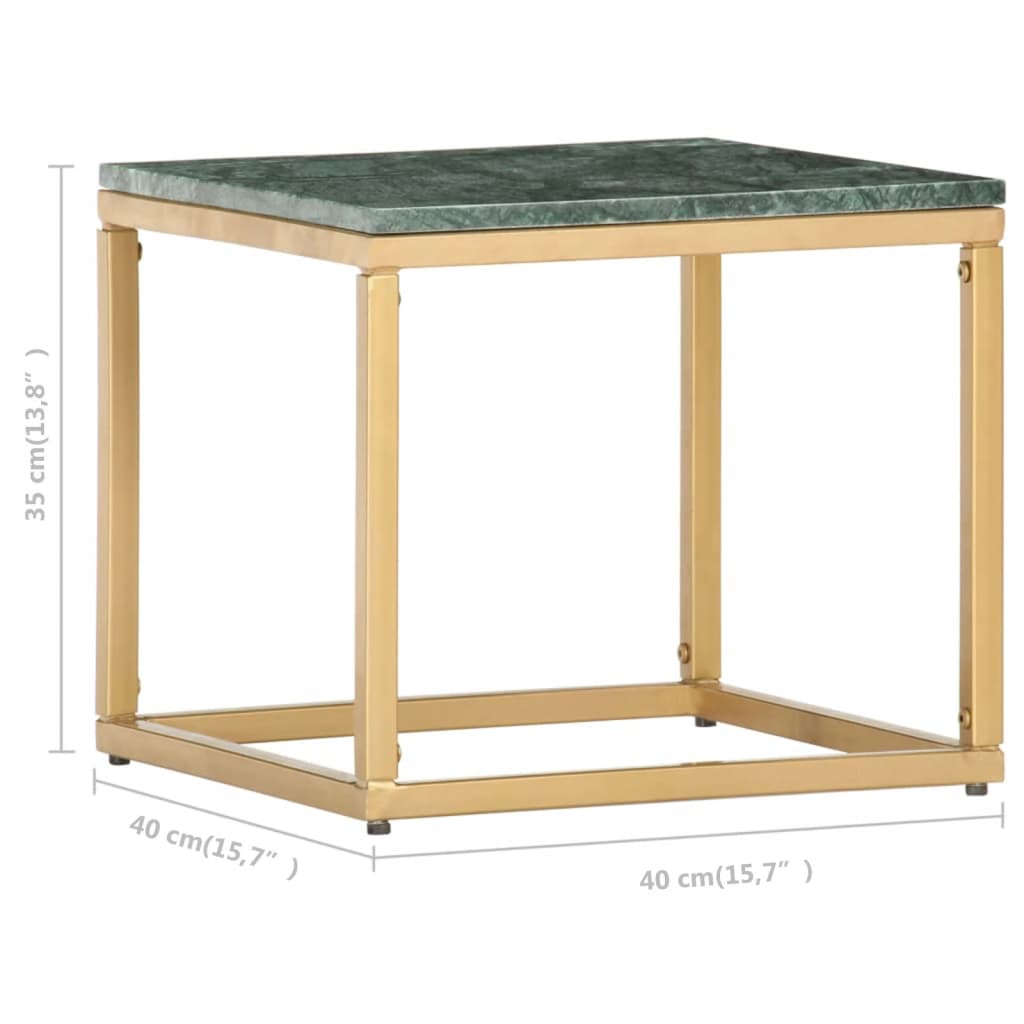 sofabord 40x40x35 cm ægte sten med marmortekstur grøn