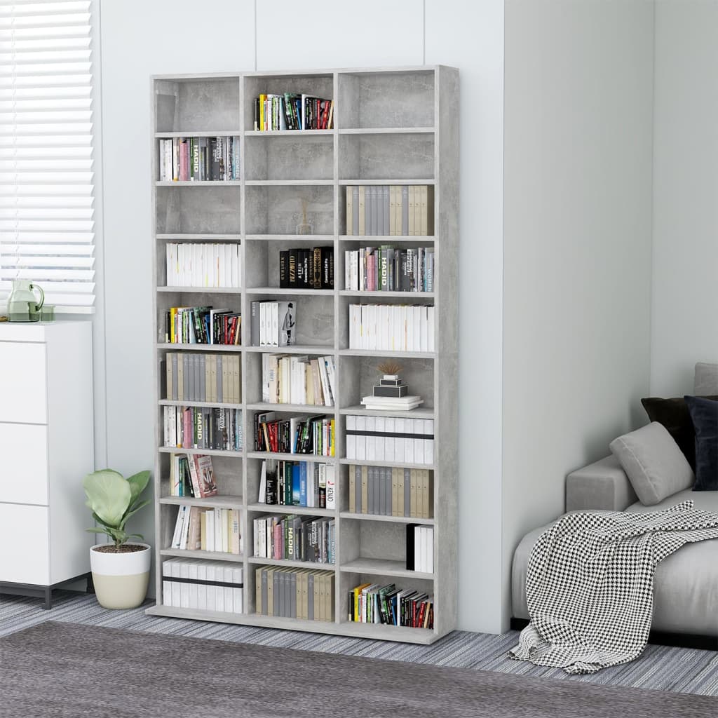 cd-reol 102x16x177,5 cm konstrueret træ betongrå