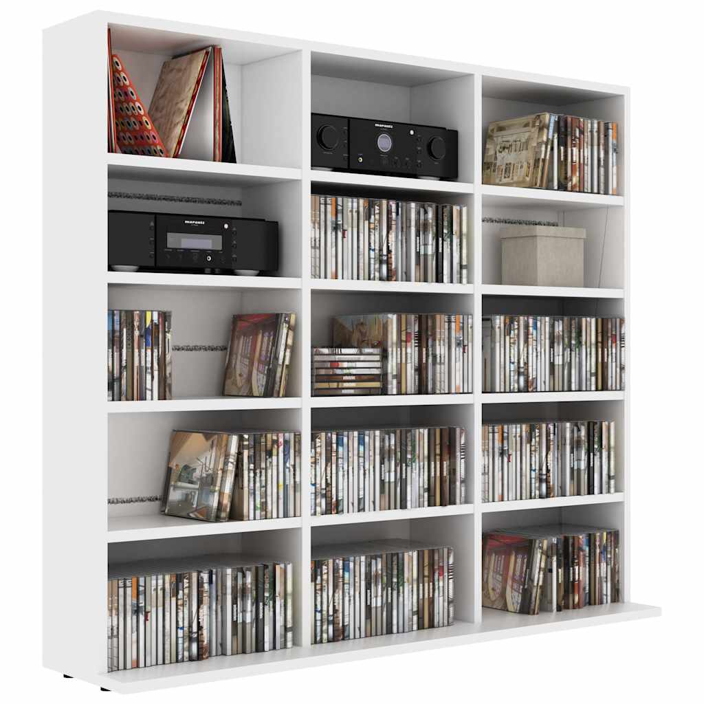 cd-reol 100x23x89,5 cm konstrueret træ hvid