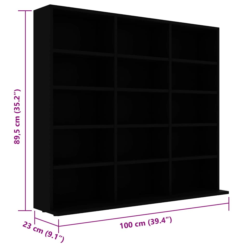 cd-reol 100x23x89,5 cm konstrueret træ sort
