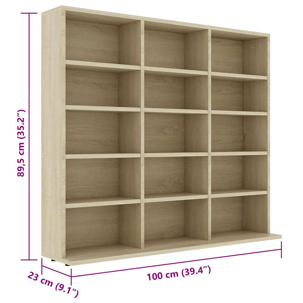 cd-reol 100x23x89,5 cm konstrueret træ sonoma-eg