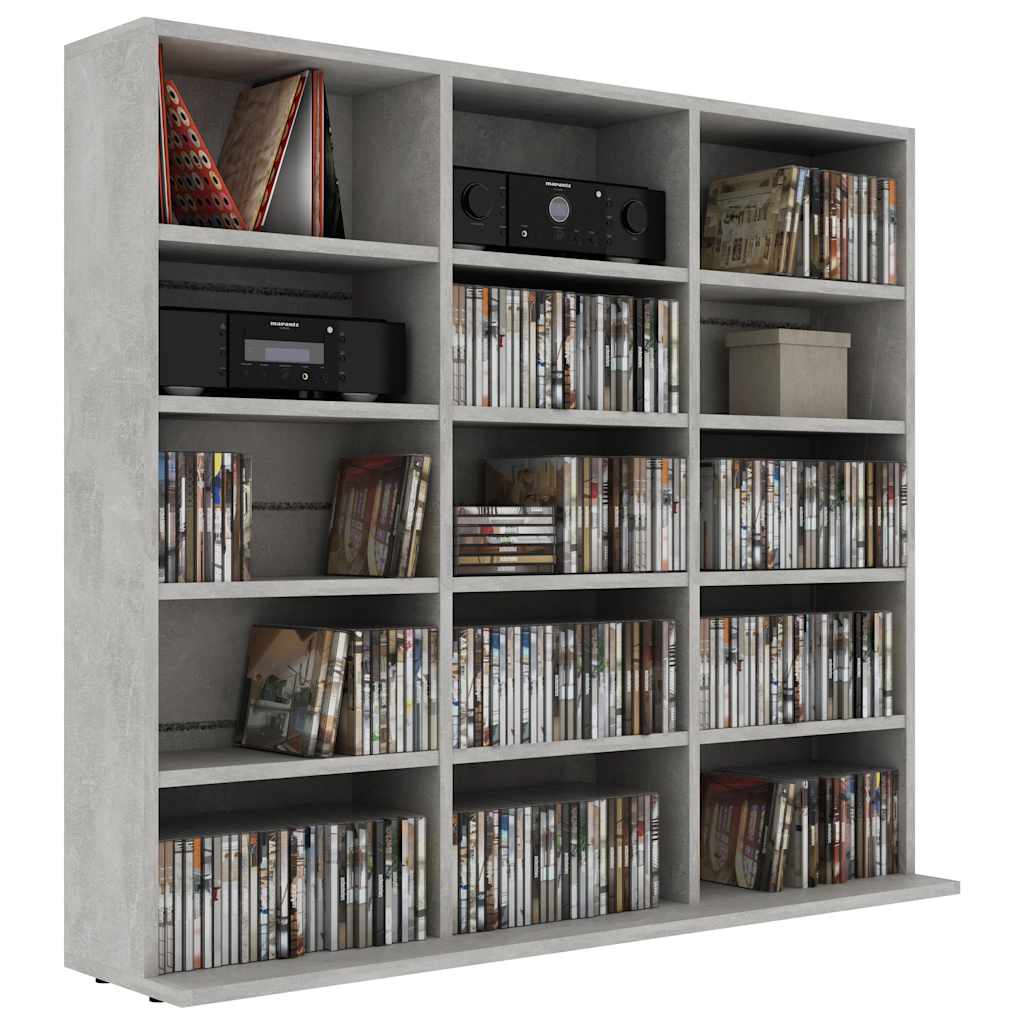 cd-reol 100x23x89,5 cm konstrueret træ betongrå