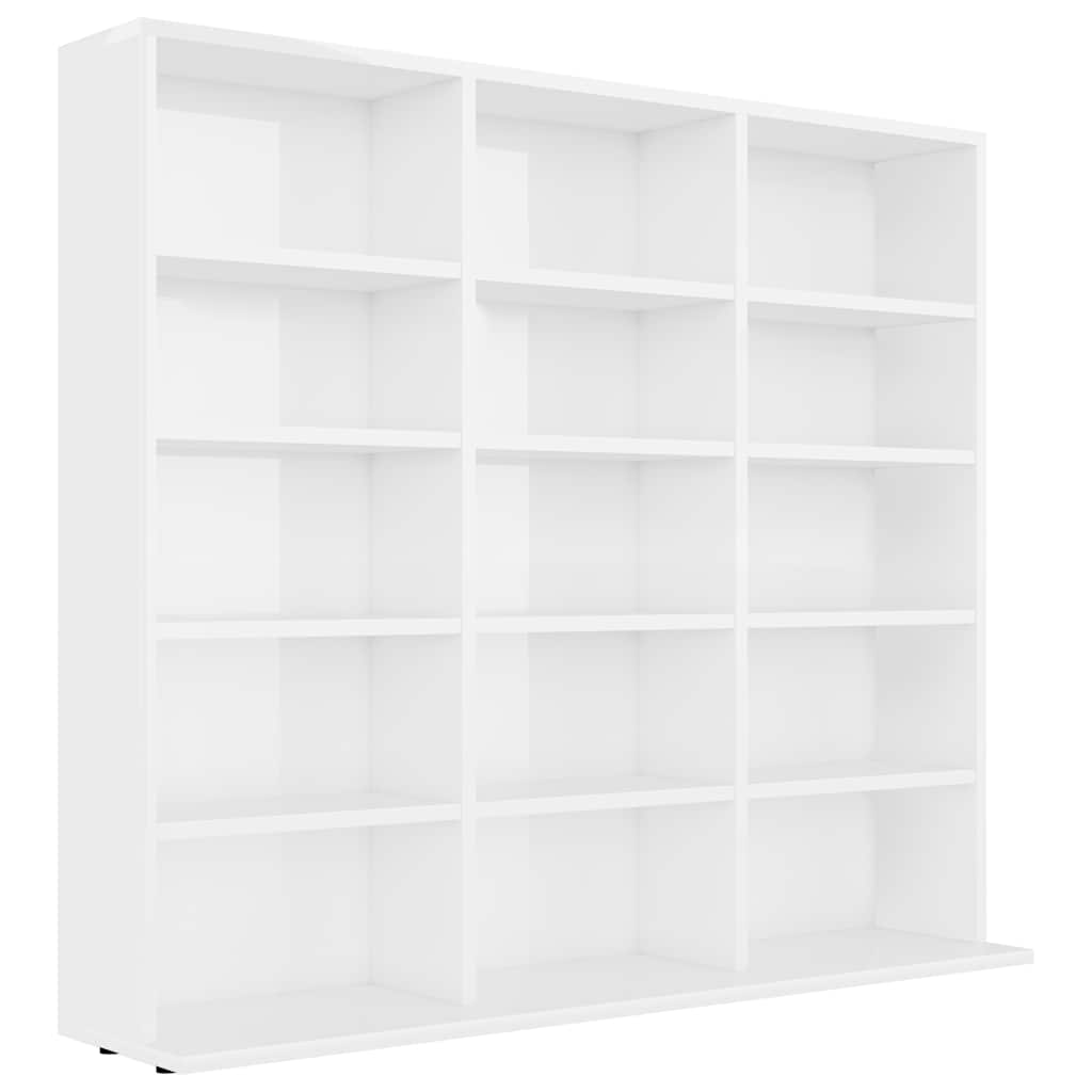 cd-reol 100x23x89,5 cm konstrueret træ hvid højglans