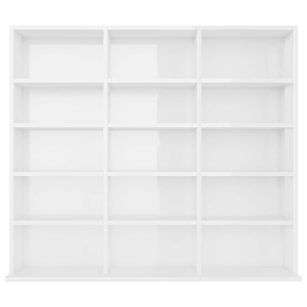 cd-reol 100x23x89,5 cm konstrueret træ hvid højglans