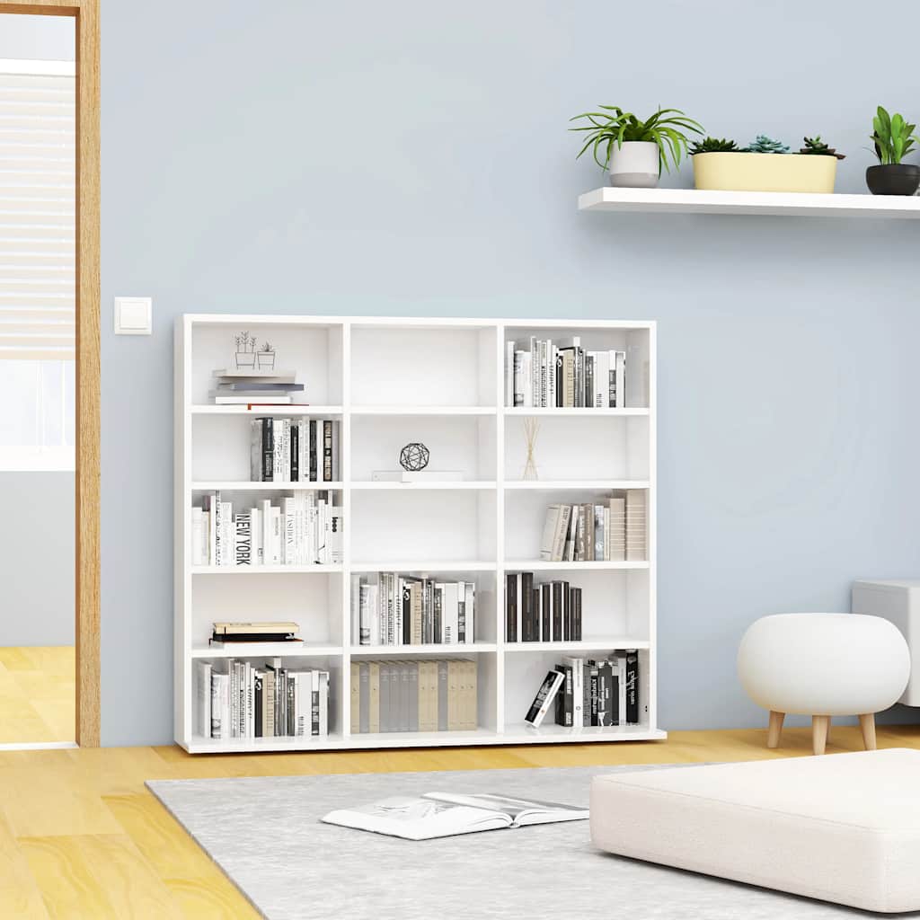 cd-reol 100x23x89,5 cm konstrueret træ hvid højglans