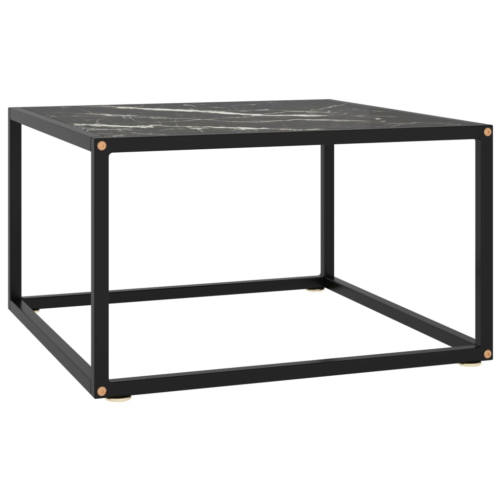 sofabord 60x60x35 cm marmorglas sort