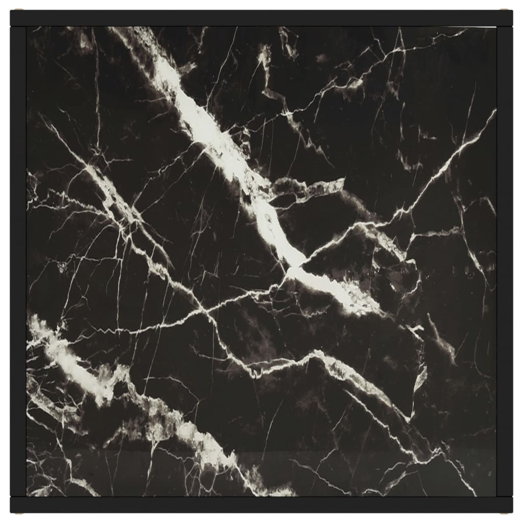 sofabord 60x60x35 cm marmorglas sort