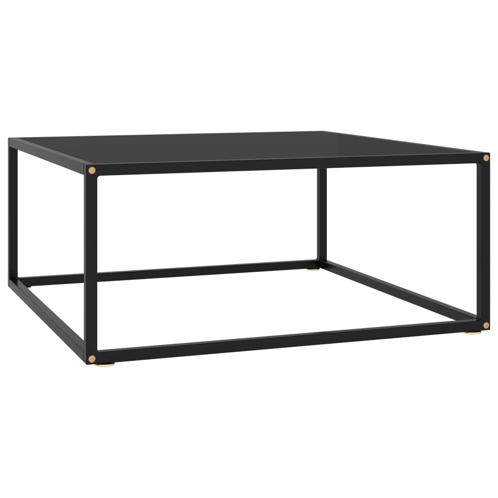 sofabord 80x80x35 cm glas sort