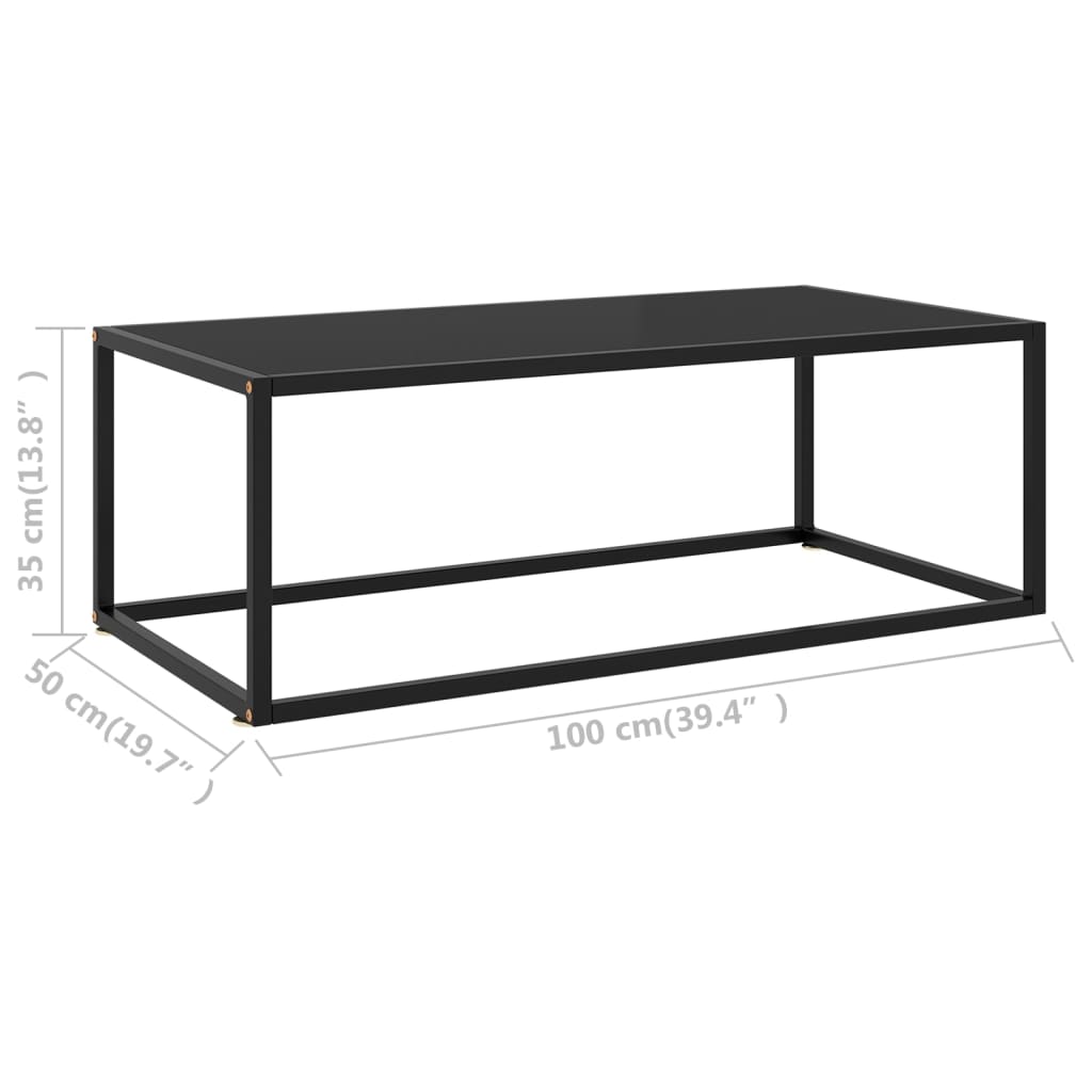 sofabord 100x50x35 cm glas sort