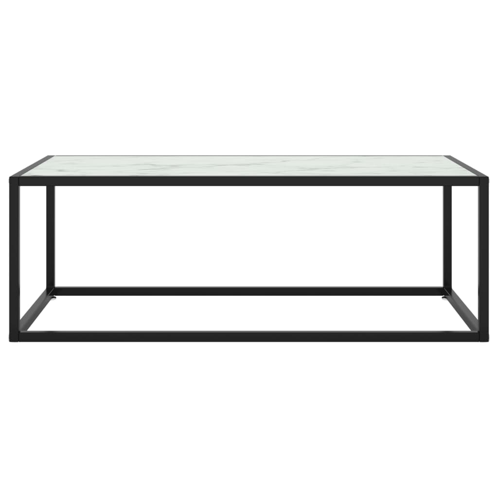 sofabord 100x50x35 cm hvidt marmorglas sort