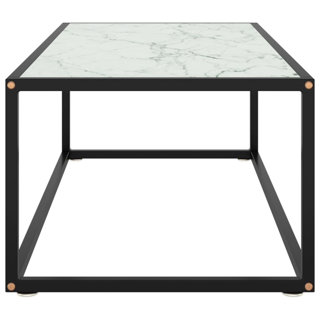sofabord 100x50x35 cm hvidt marmorglas sort