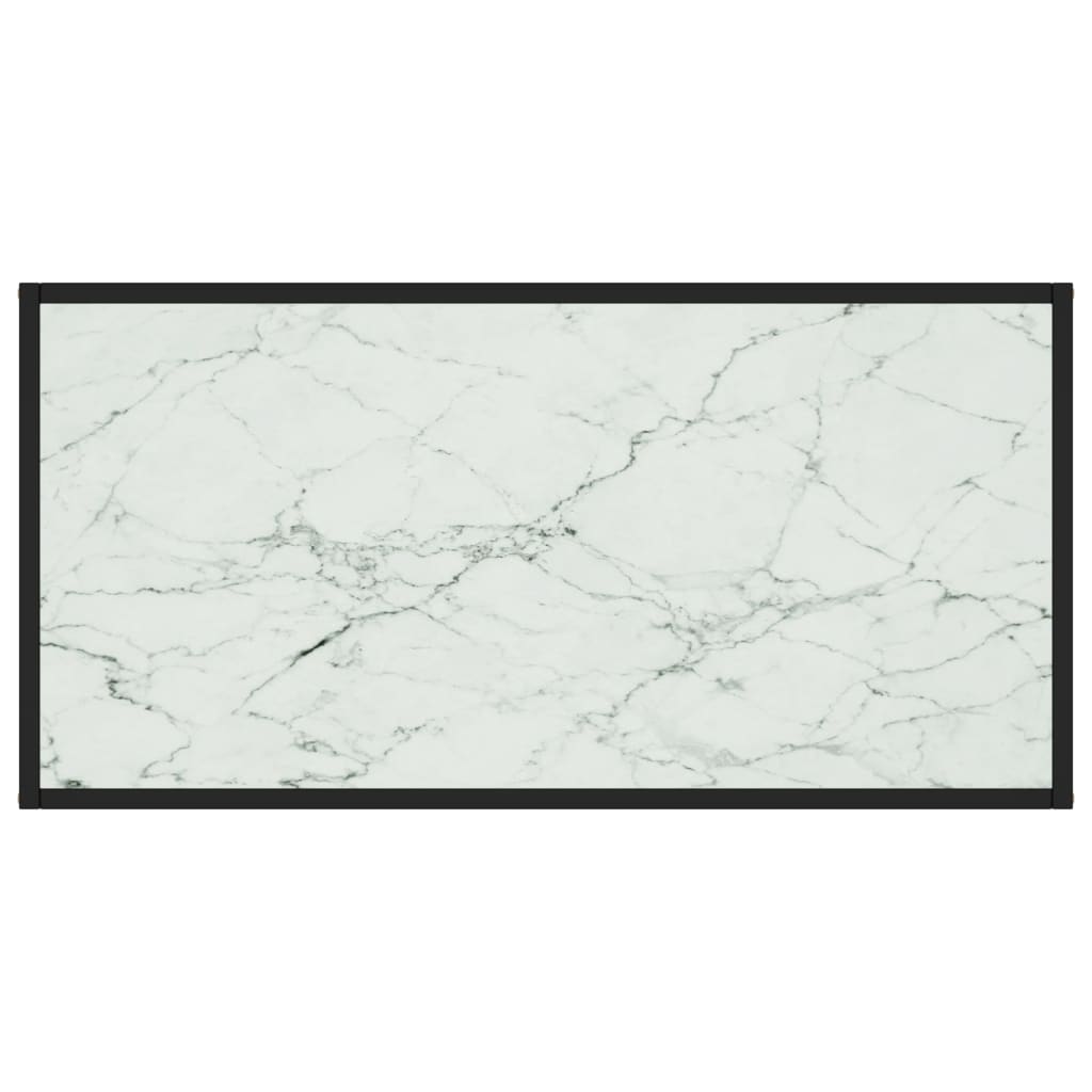 sofabord 100x50x35 cm hvidt marmorglas sort