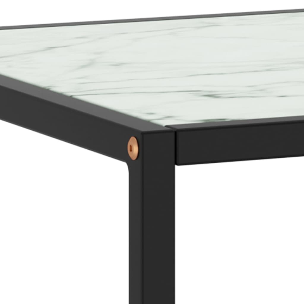 sofabord 100x50x35 cm hvidt marmorglas sort