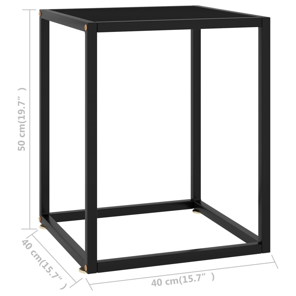 sofabord 40x40x50 cm glas sort