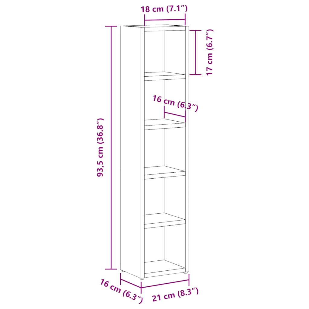 cd-reoler 2 stk. 21x16x93,5 cm konstrueret træ hvid