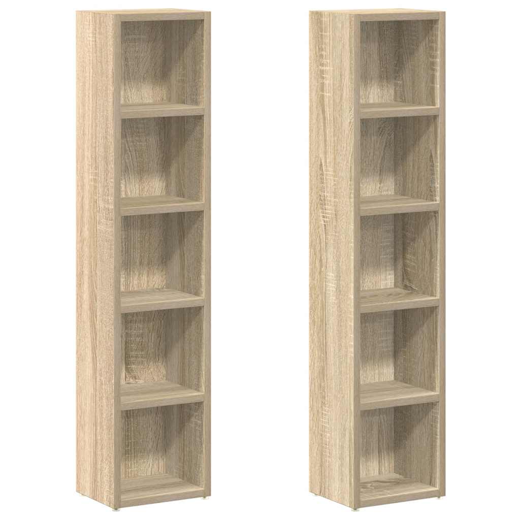CD-reoler 2 stk. 21x16x93,5 cm spånplade sonoma-eg