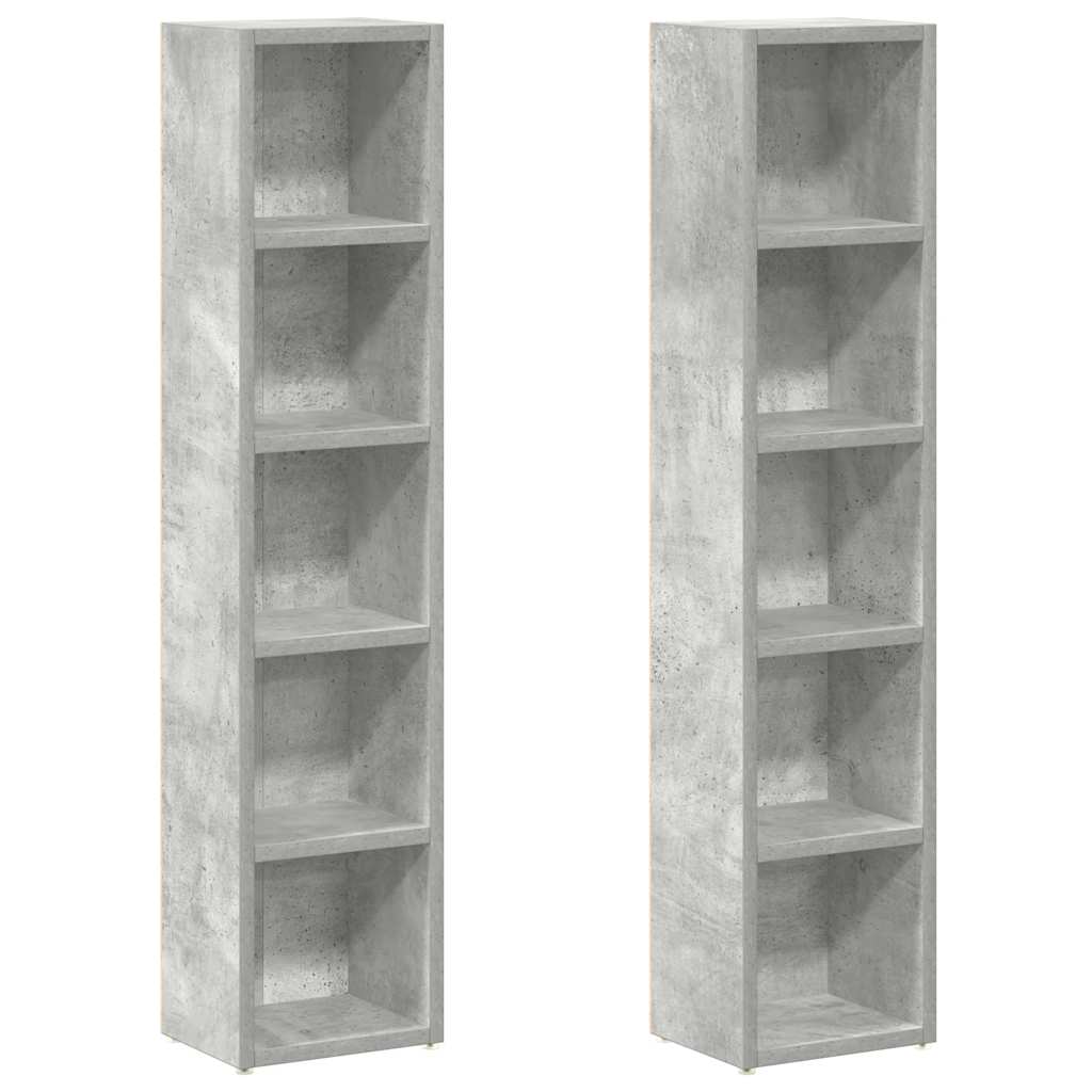 CD-reoler 2 stk. 21x16x93,5 cm spånplade betongrå