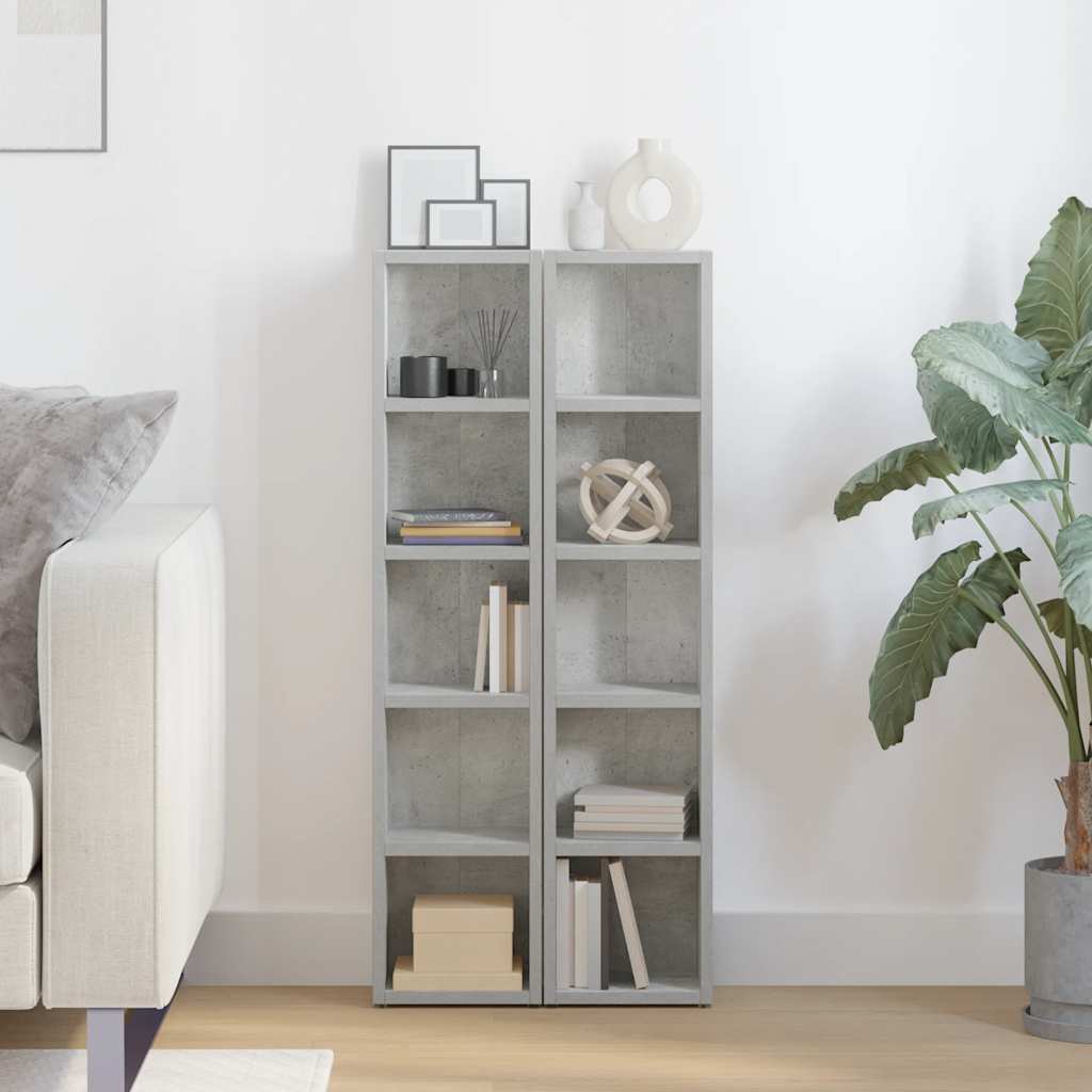 CD-reoler 2 stk. 21x16x93,5 cm spånplade betongrå
