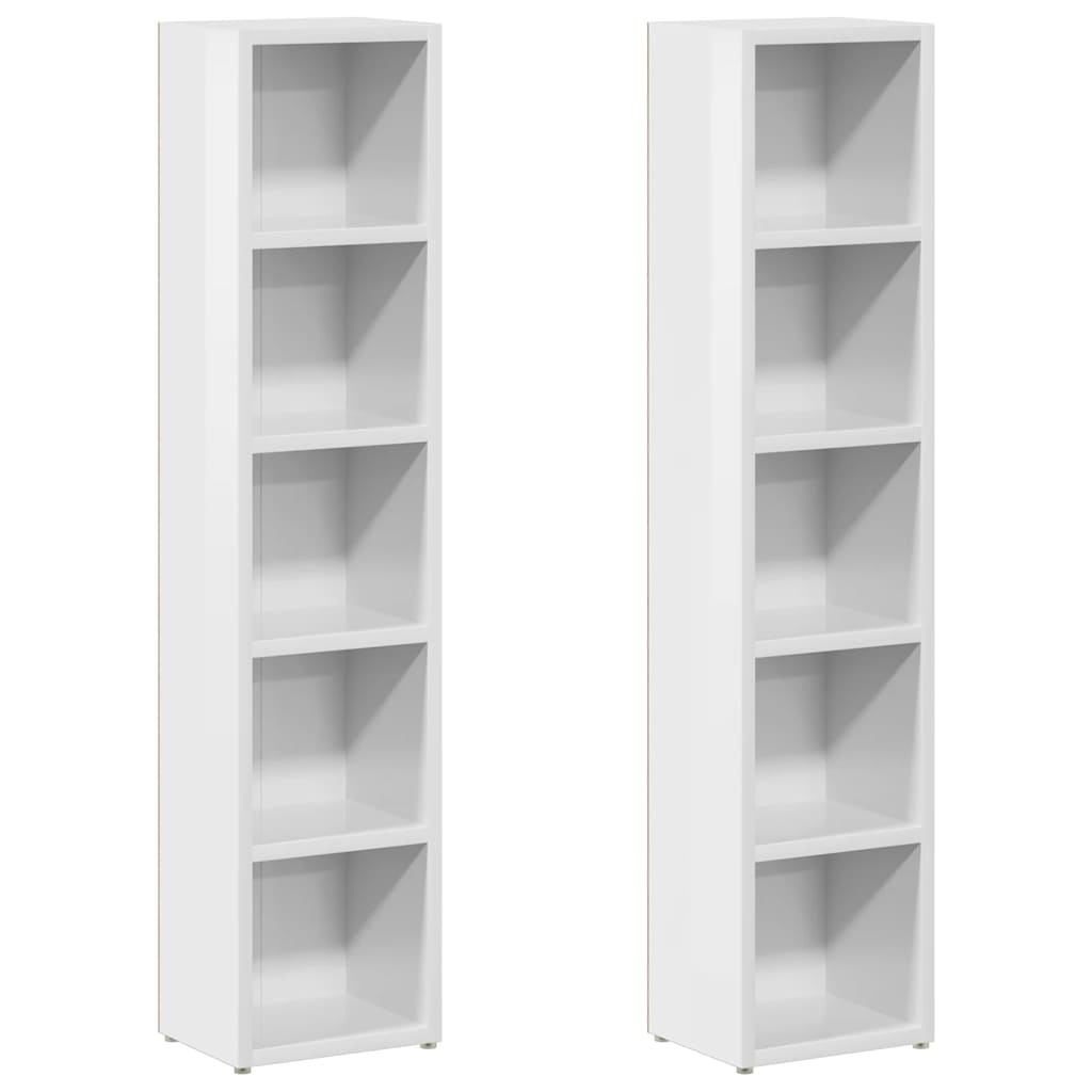 CD-reoler 2 stk. 21x16x93,5 cm spånplade hvid højglans