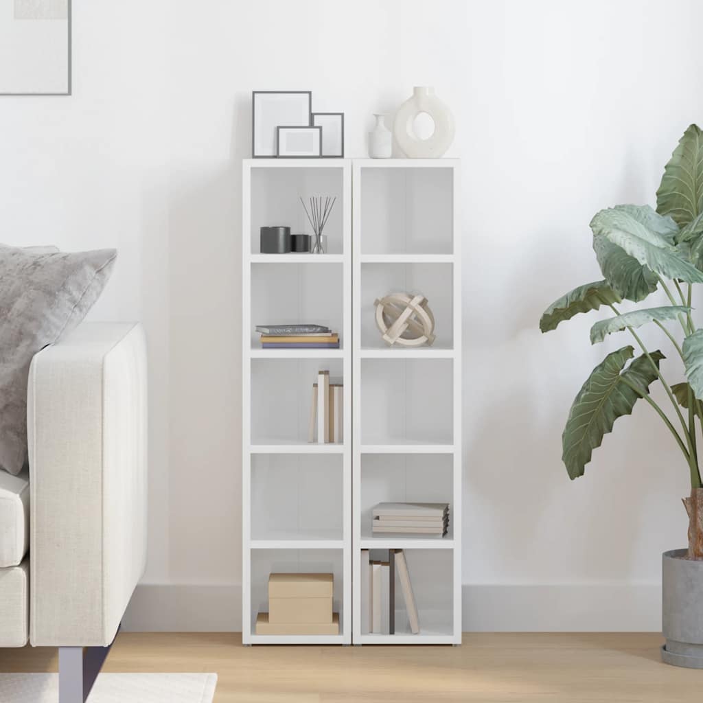 CD-reoler 2 stk. 21x16x93,5 cm spånplade hvid højglans