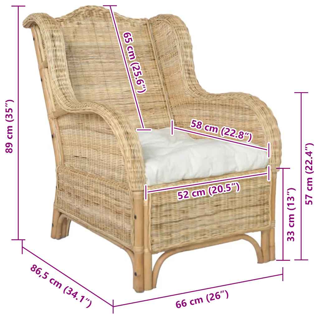 sofa med hynde naturlig rattan og linned