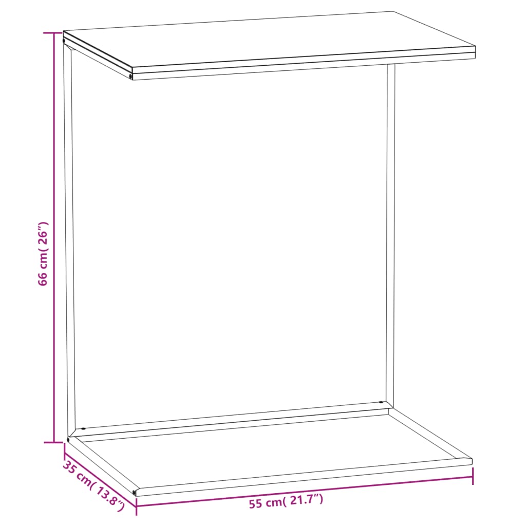 sidebord 55x35x66 cm konstrueret træ sort