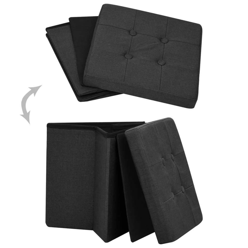 foldbar puf kunstlærred sort