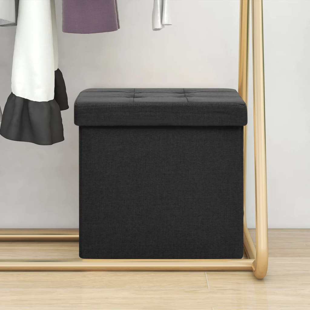 foldbar puf kunstlærred sort