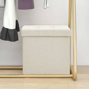 foldbar puf kunstlærred cremehvid