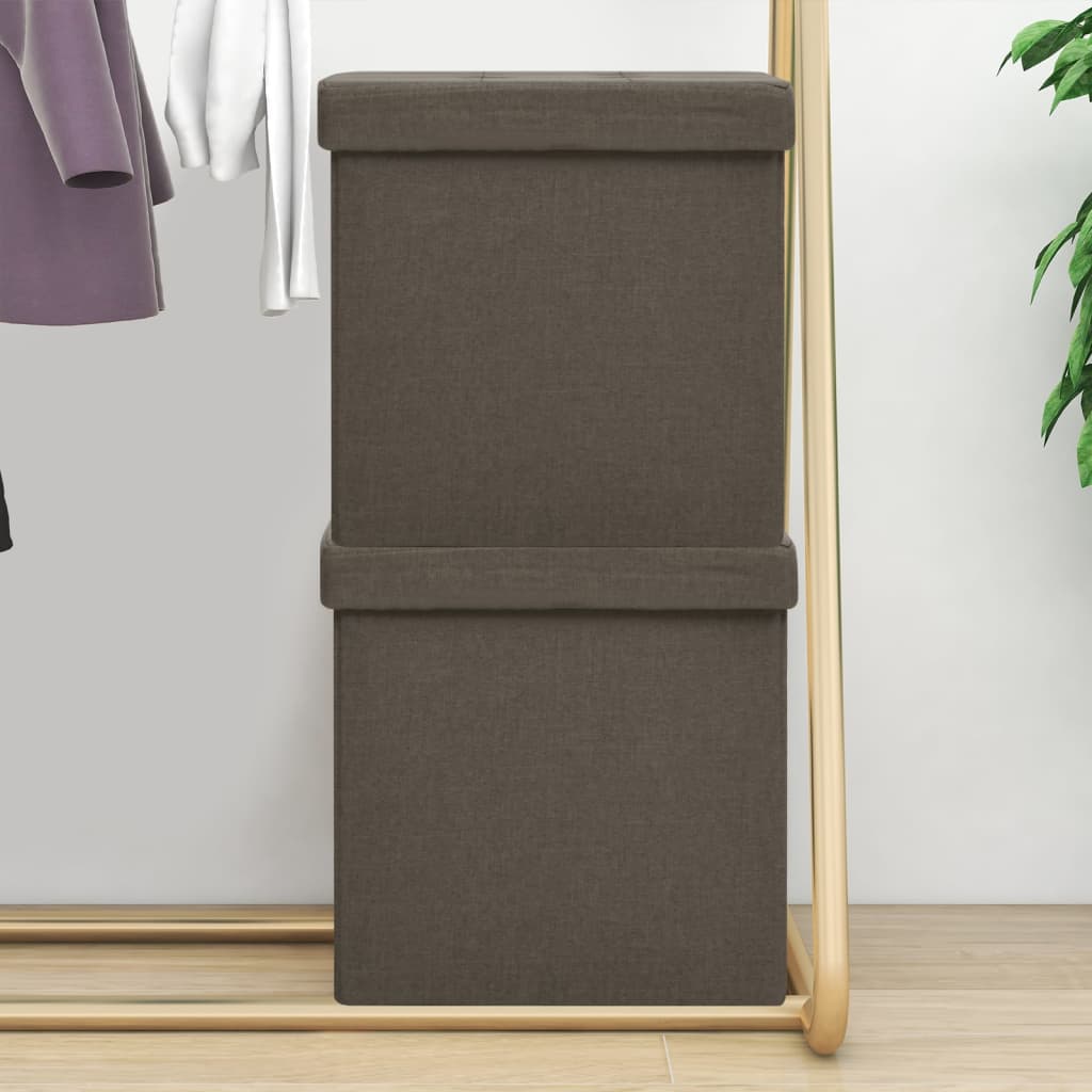 foldbare opbevaringspuffer 2 stk. kunstlærred brun