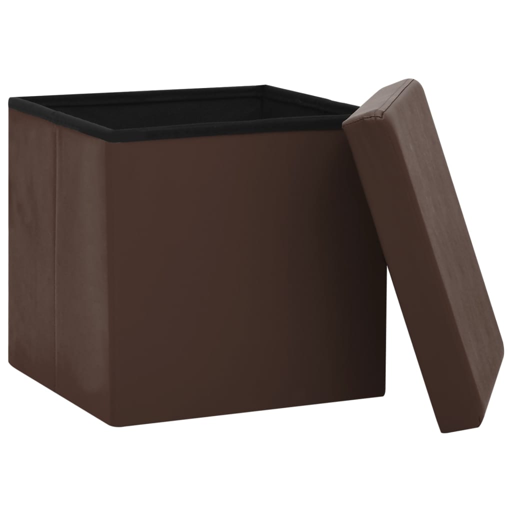 foldbar opbevaringspuf PVC brun
