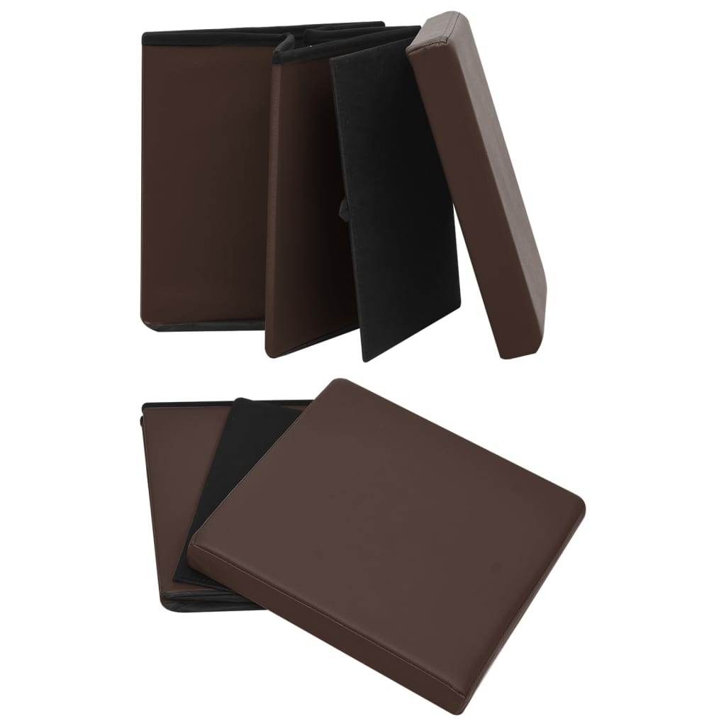 foldbar opbevaringspuf PVC brun